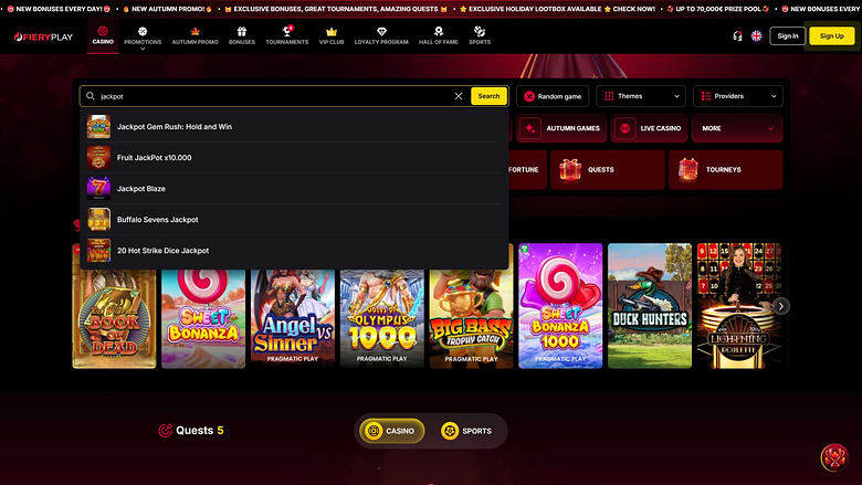 FieryPlay Casino Desktop Jackpot