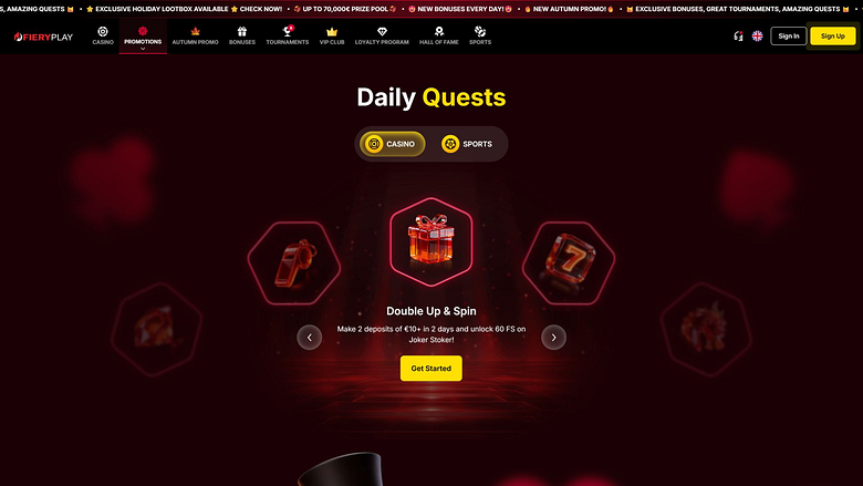FieryPlay Casino Desktop Promotions