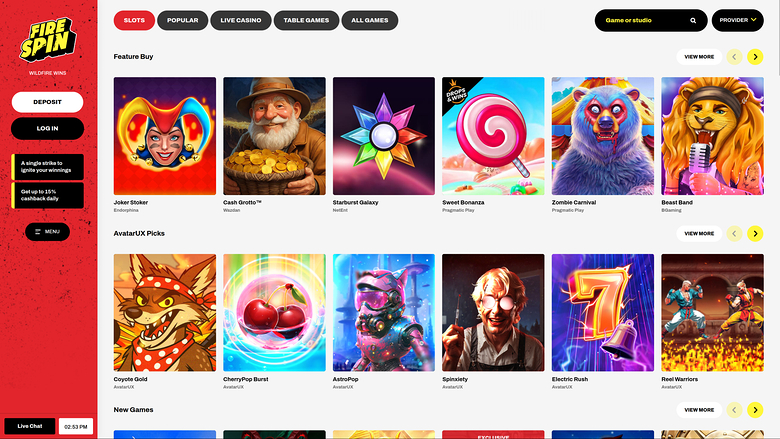 Firespin Casino Jeux sur ordinateur