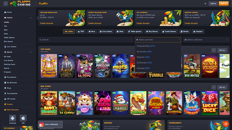 Flappy Casino Développeurs de jeux version bureau