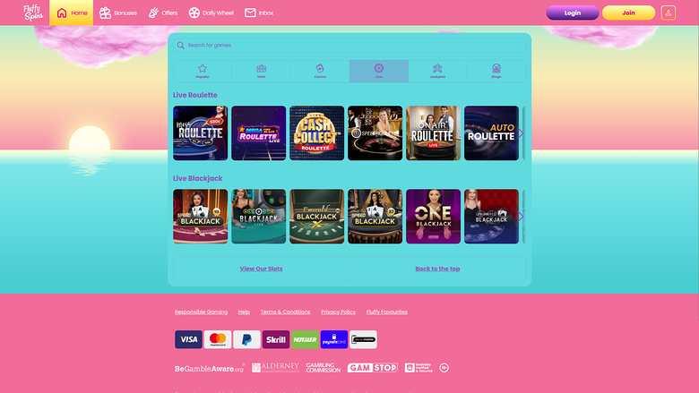 Fluffy Spins Casino Desktop-Live-Dealer