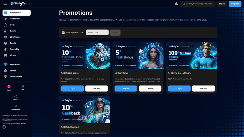 Promotions de FlukyOne sur ordinateur