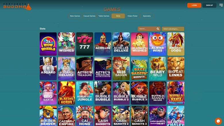 Página de juegos del casino Fortunate Buddha