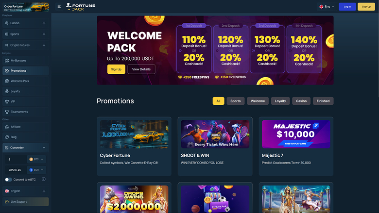 Promotions de Fortune Jack Casino sur ordinateur