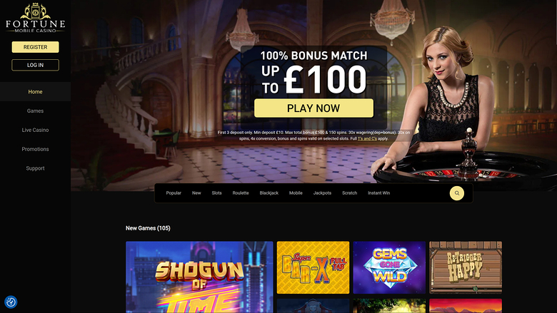 Fortune Mobile Casino Page d’accueil pour ordinateur