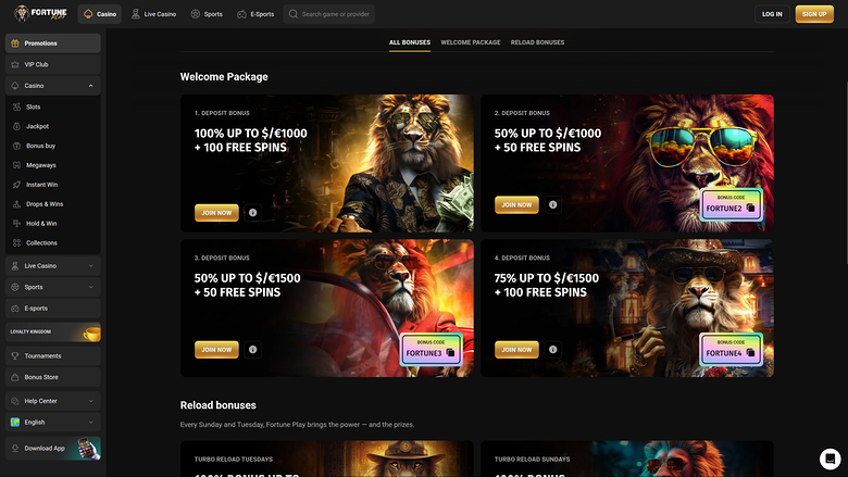 Fortune Play Casino Promotions pour ordinateur