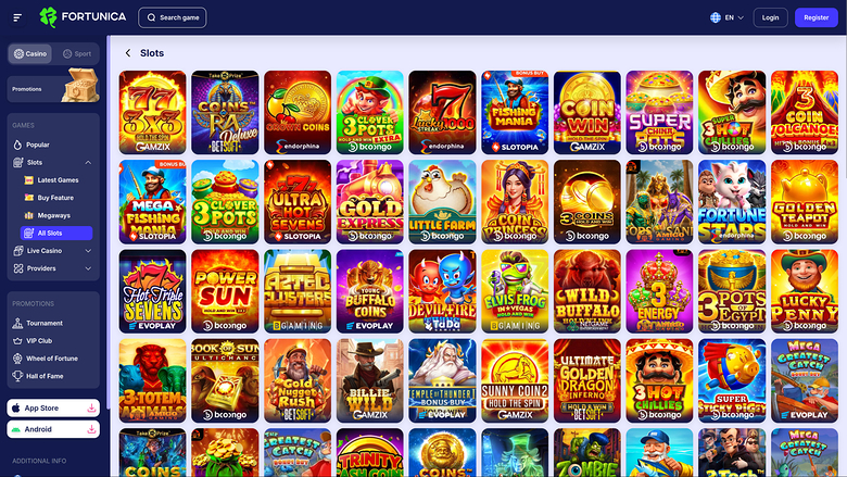 Fortunica Casino Desktop-Spiele