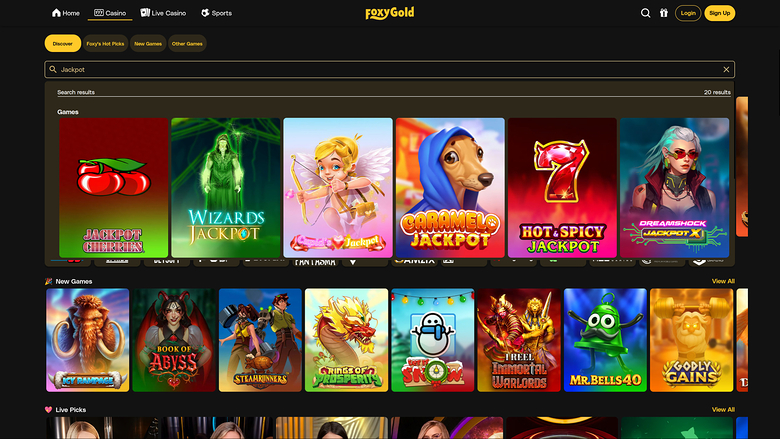 FoxyGold Casino Desktop-Jackpot