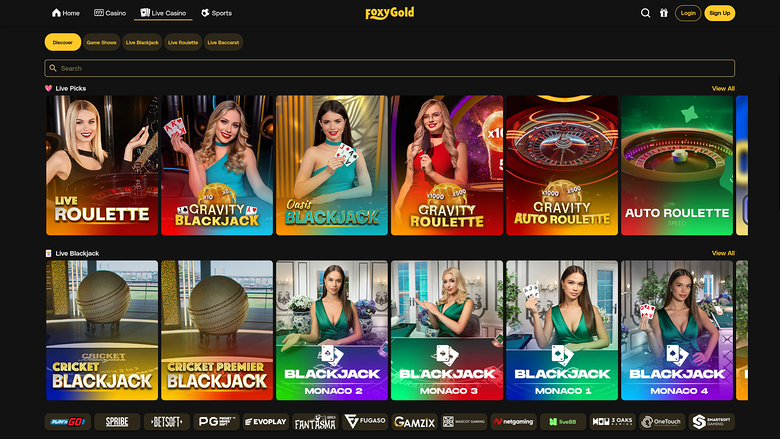 FoxyGold Casino Desktop-Live-Dealer