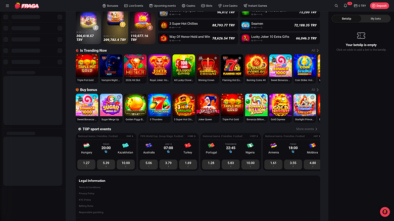 Sports sur ordinateur au casino Fragabet