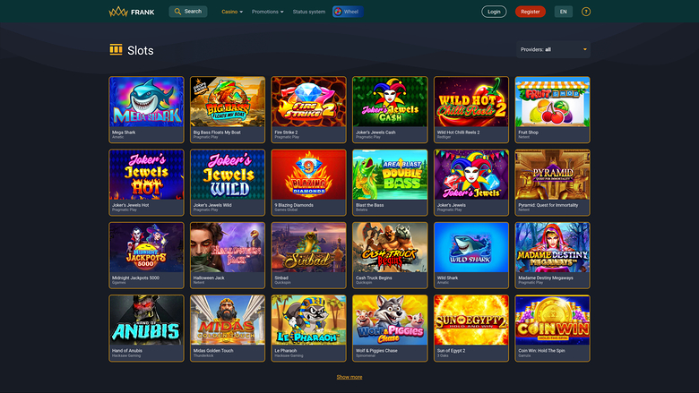 Jeux de casino Frank sur ordinateur