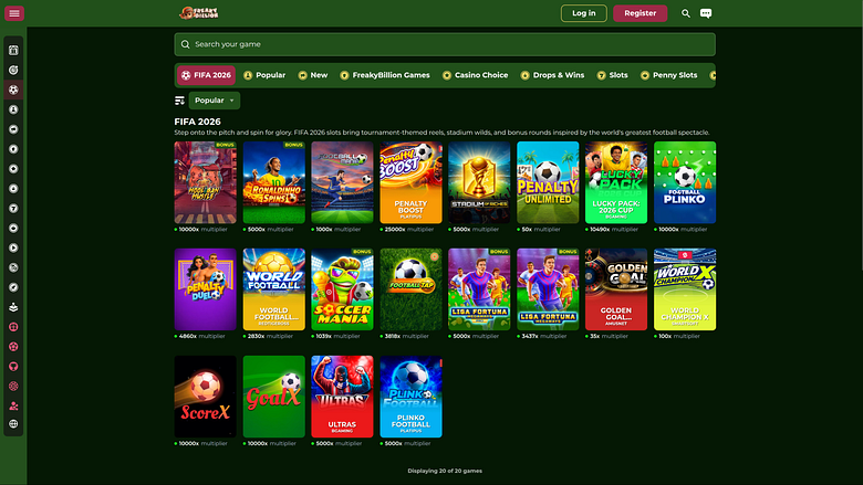 Jeux de football du casino FreakyBillion sur ordinateur