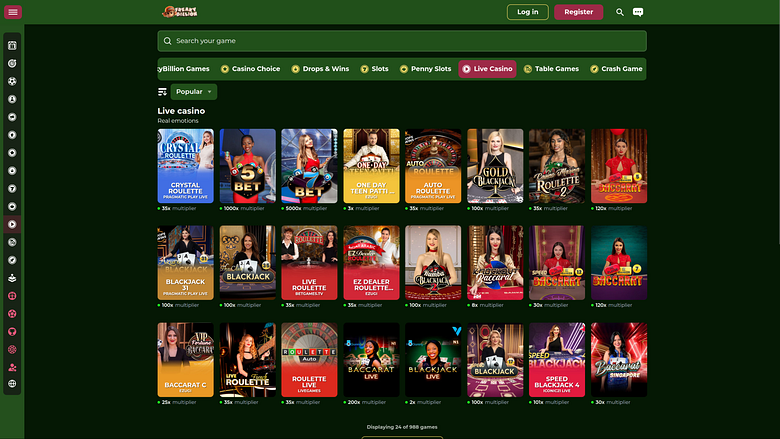 Casino FreakyBillion avec croupier en direct sur ordinateur