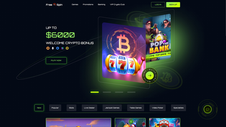 Page d'accueil du casino Free Spin pour ordinateur