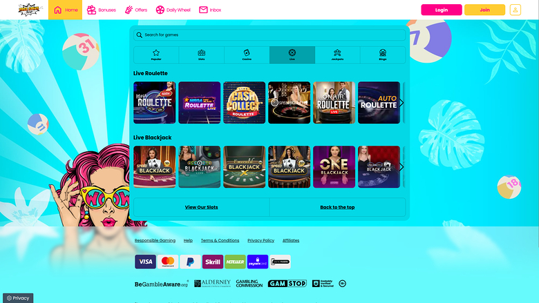 Bingo de escritorio con giros gratis y crupier en vivo