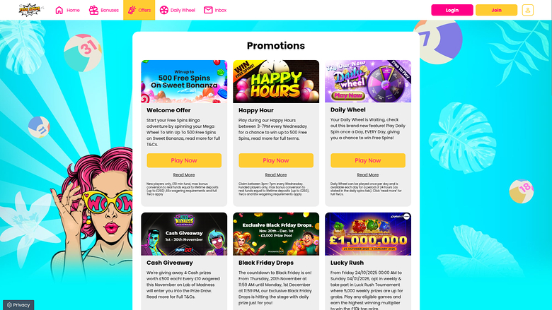Promociones de Bingo para Escritorio con Giros Gratis