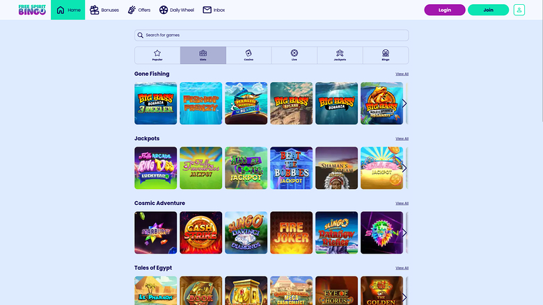 Jeux de bingo Free Spirit sur ordinateur