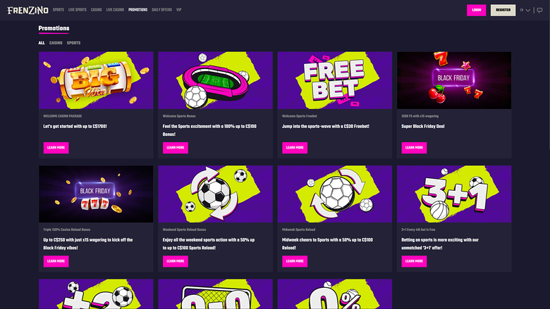 Акции для рабочего стола Frenzino Casino