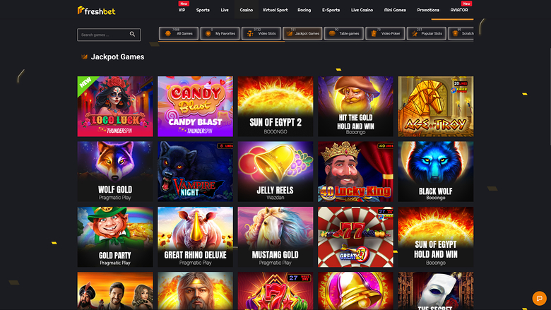 Jackpot du casino Fresh Bet sur ordinateur