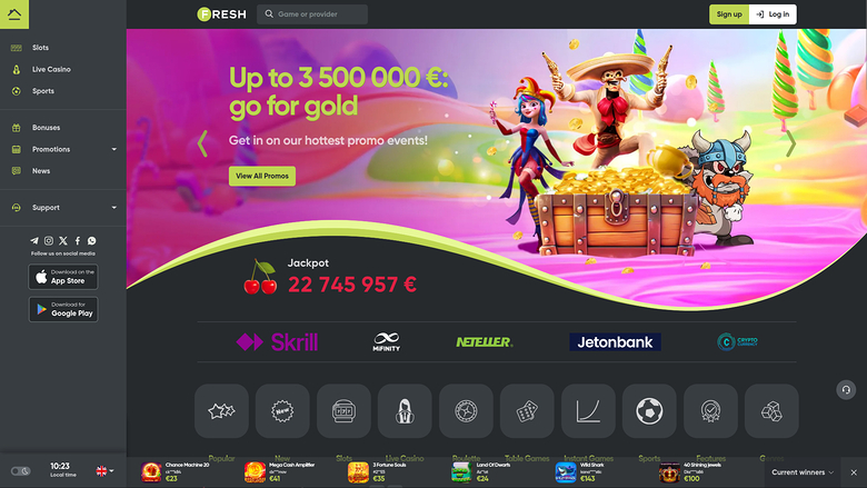 Fresh Casino Desktop Startseite