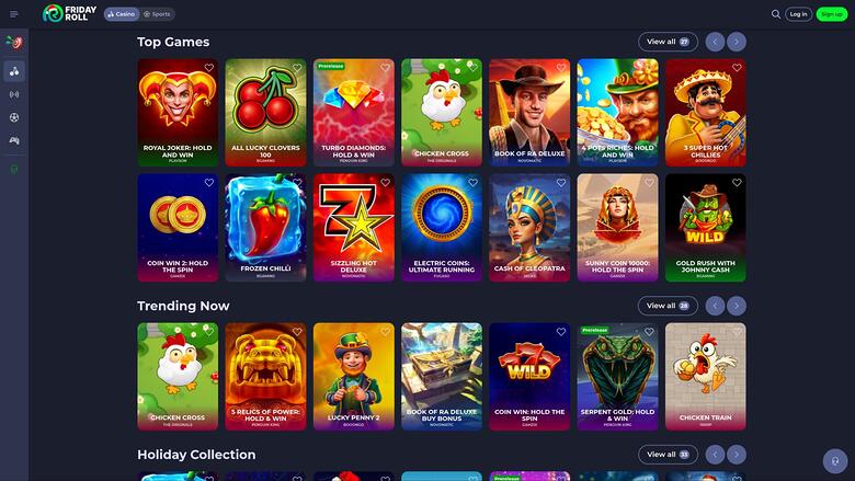 FridayRoll Casino-Spieleseite