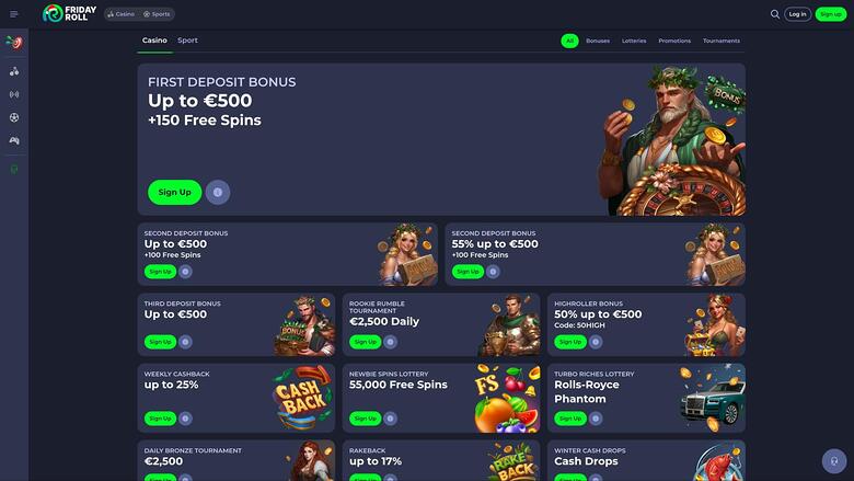 FridayRoll Casino-Aktionsseite