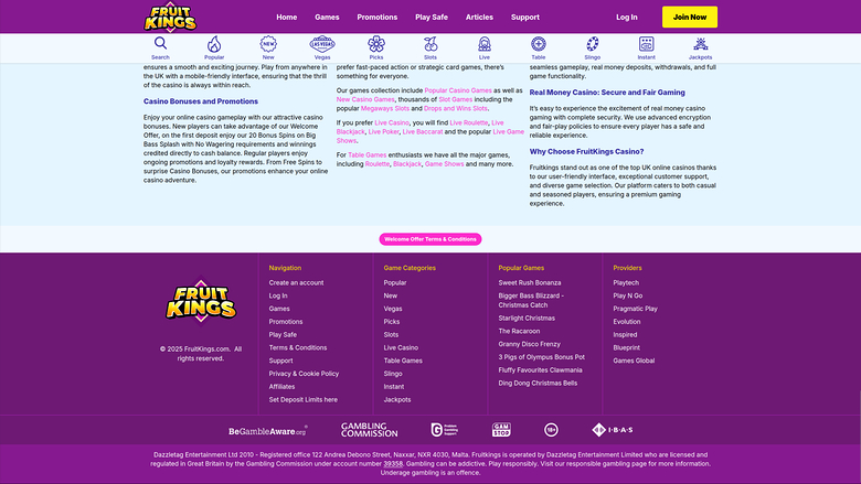 Desarrolladores de juegos de escritorio de FruitKings Casino