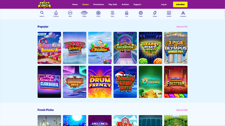 Juegos de escritorio del casino FruitKings