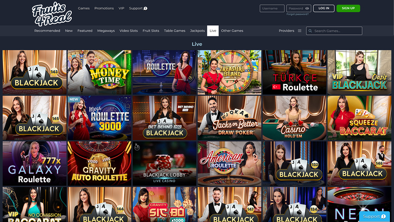 Casino Fruits 4 Real con crupier en vivo para ordenador