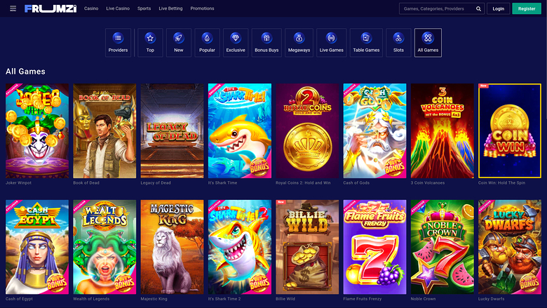 Giochi desktop del casinò Frumzi