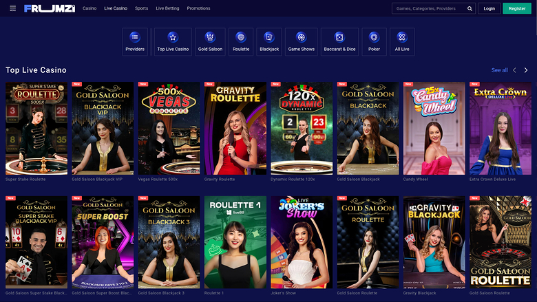 Frumzi Casino Desktop Live Dealer