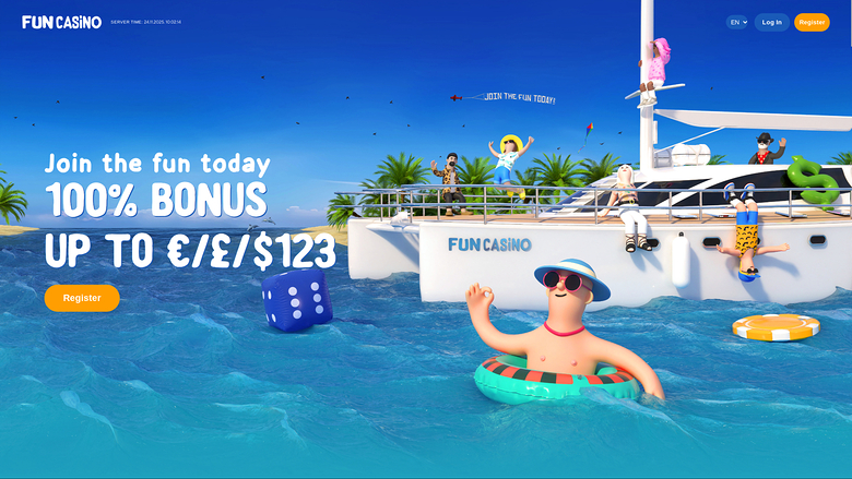 Página de inicio de Fun Casino Desktop