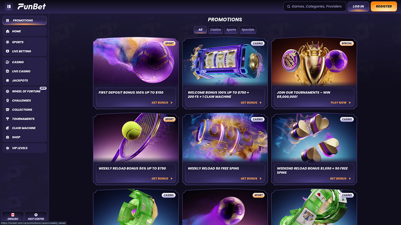 Promotions Funbet Casino sur ordinateur