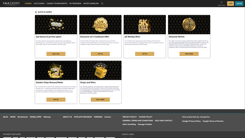 Promotions Gala Casino sur ordinateur