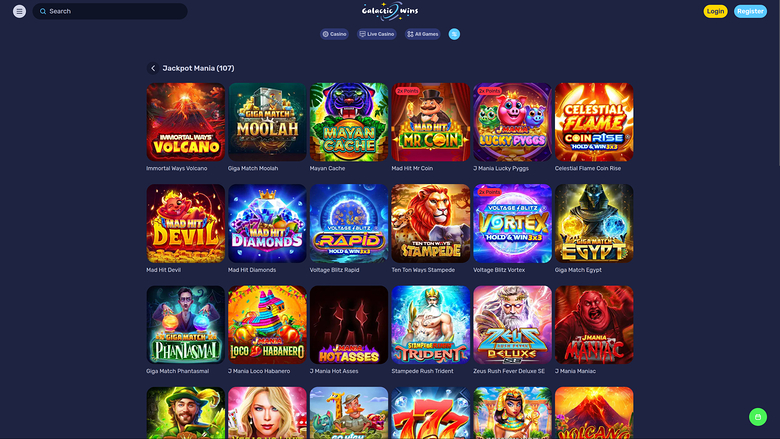Galactic Wins Casino - Jackpot de escritorio