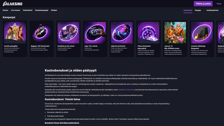 Galaksino Casino Desktop Promotions