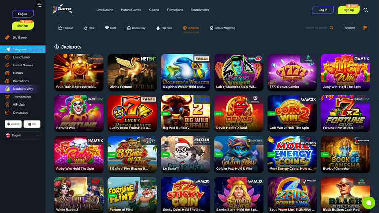 Jackpot de bureau du casino Gama