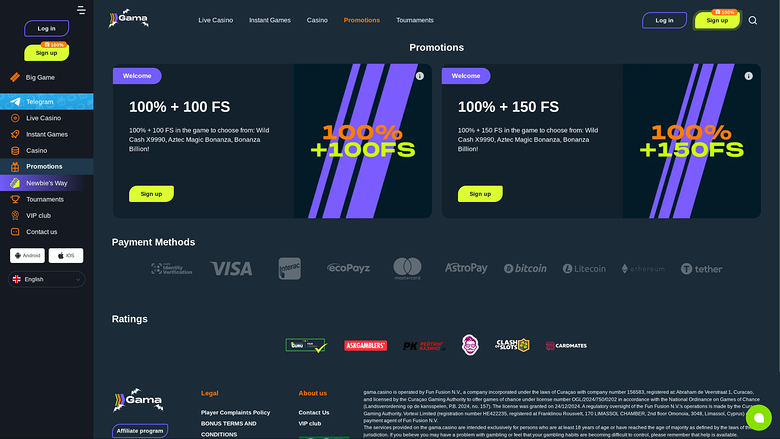 Promotions Gama Casino sur ordinateur