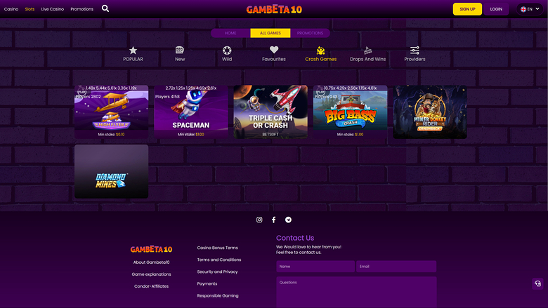 Gambeta10 Casino Desktop Crash Games