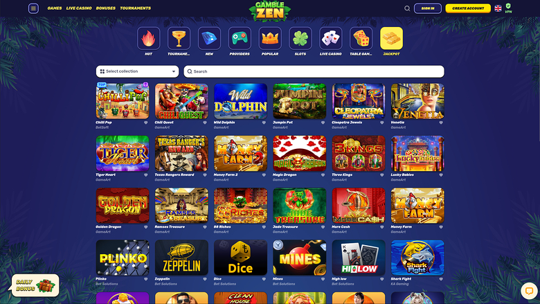 Jackpot desktop di GambleZen