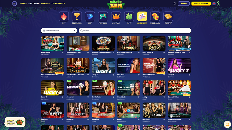 GambleZen Desktop Live Dealer