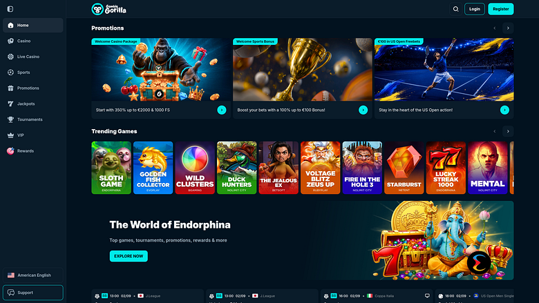 Pagina iniziale desktop di Gamble Gorilla Casino