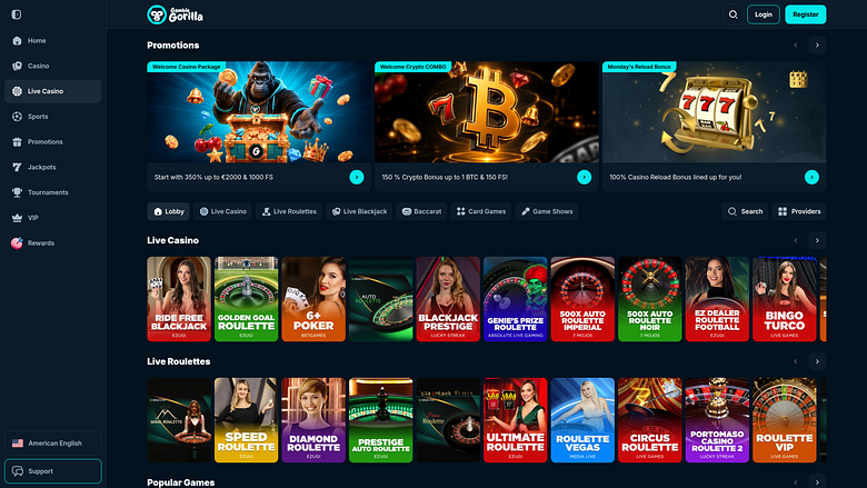 Gamble Gorilla Casino Desktop Live Dealer