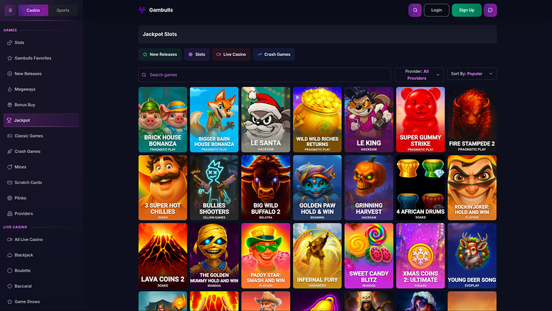 Jackpot desktop di Gambulls