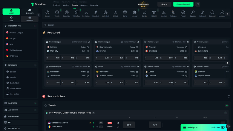 Jeux de casino Gamdom sur ordinateur