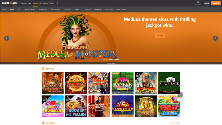 Pagina iniziale desktop di Gamebookers