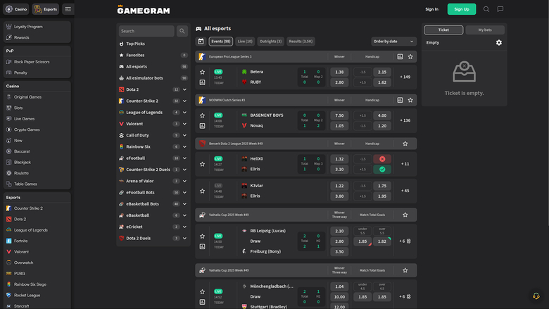 Gamegram Casino Desktop Esports