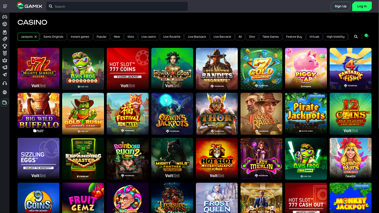 Jackpot de casino Gamix sur ordinateur