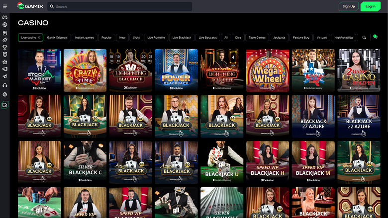 Casino en ligne Gamix avec croupier en direct