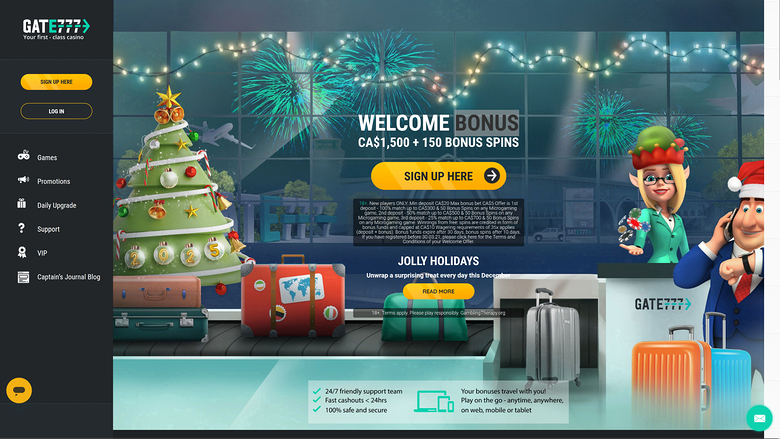 Page d'accueil du casino Gate 777 (ordinateur de bureau)